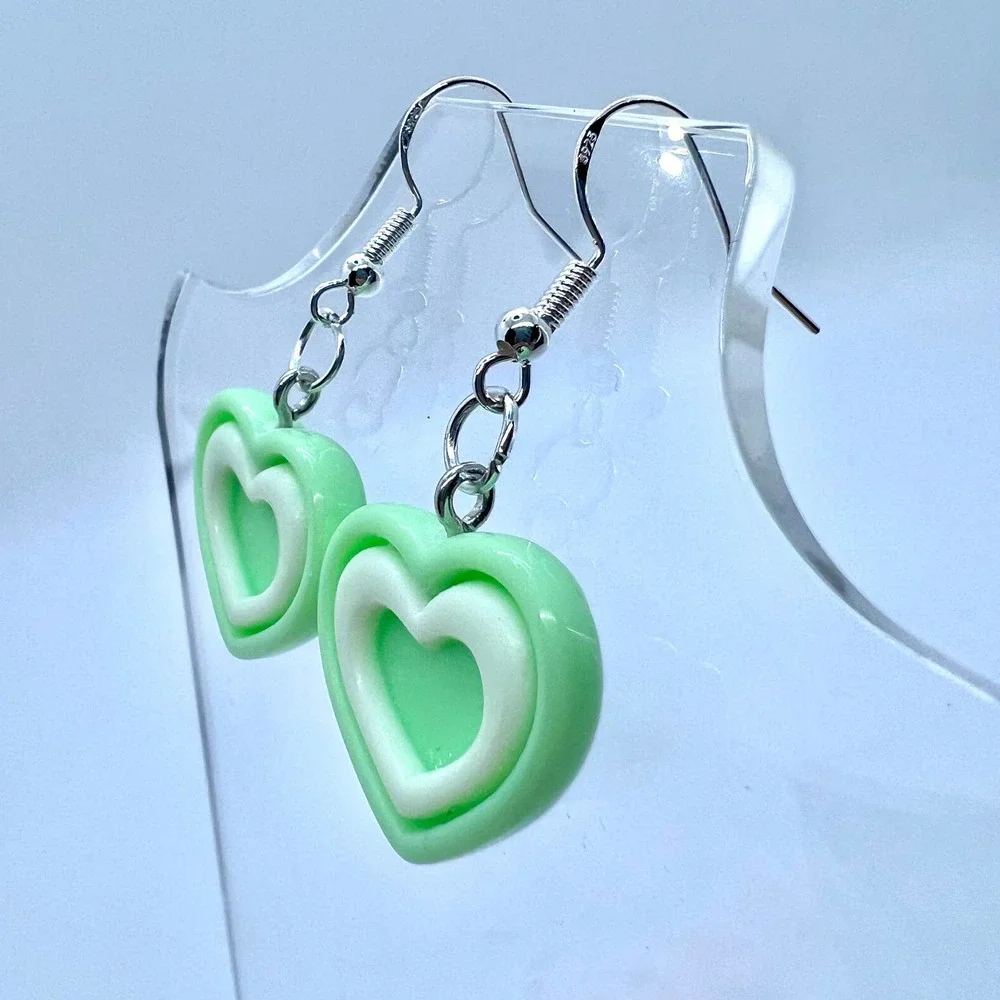 Heart Earrings - Pastel Earrings - Kawaii Earrings - Barbie Earrings - Little DD